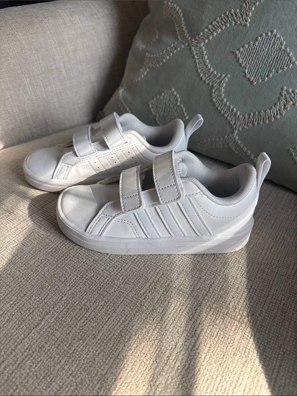 adidas White Kids Velcro Platform Sneakers